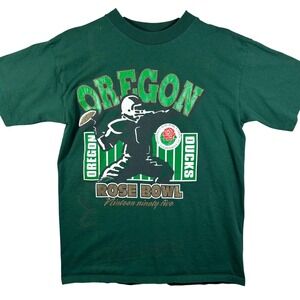 VINTAGE 1995 Oregon Ducks Rose Bowl Football Men's L T-Shirt Green Made In USA